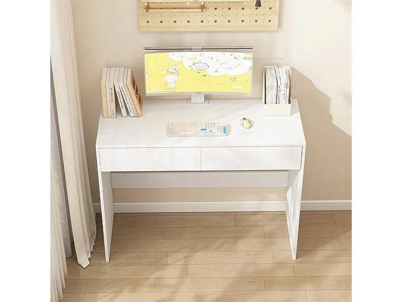 WIT MODERN COMPUTERBUREAU MET 2 LADEN LOFT TOILETTABEL 100 CM