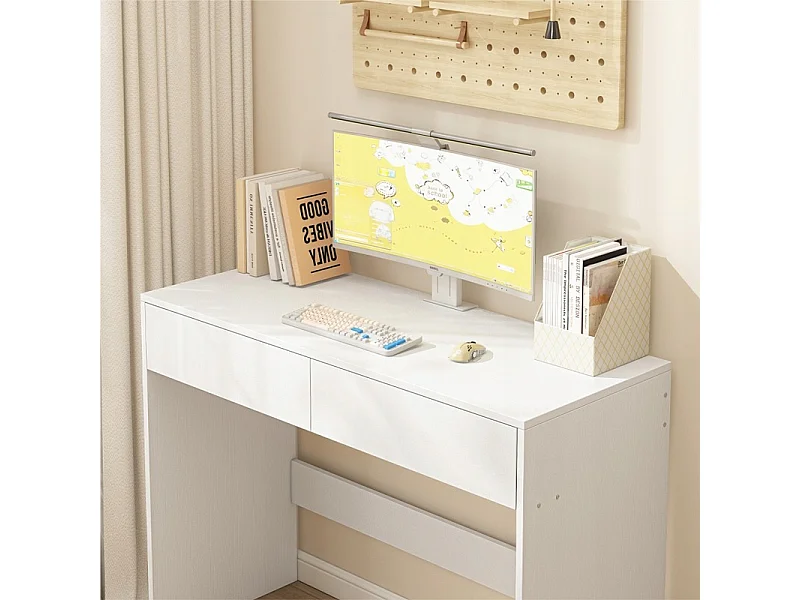 WIT MODERN COMPUTERBUREAU MET 2 LADEN LOFT TOILETTABEL 100 CM