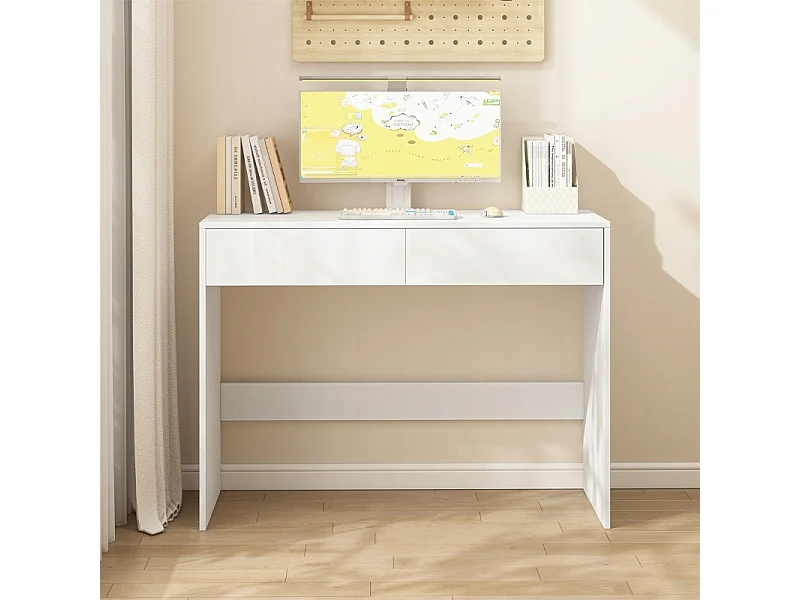 WIT MODERN COMPUTERBUREAU MET 2 LADEN LOFT TOILETTABEL 100 CM