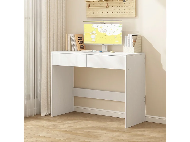 WIT MODERN COMPUTERBUREAU MET 2 LADEN LOFT TOILETTABEL 100 CM