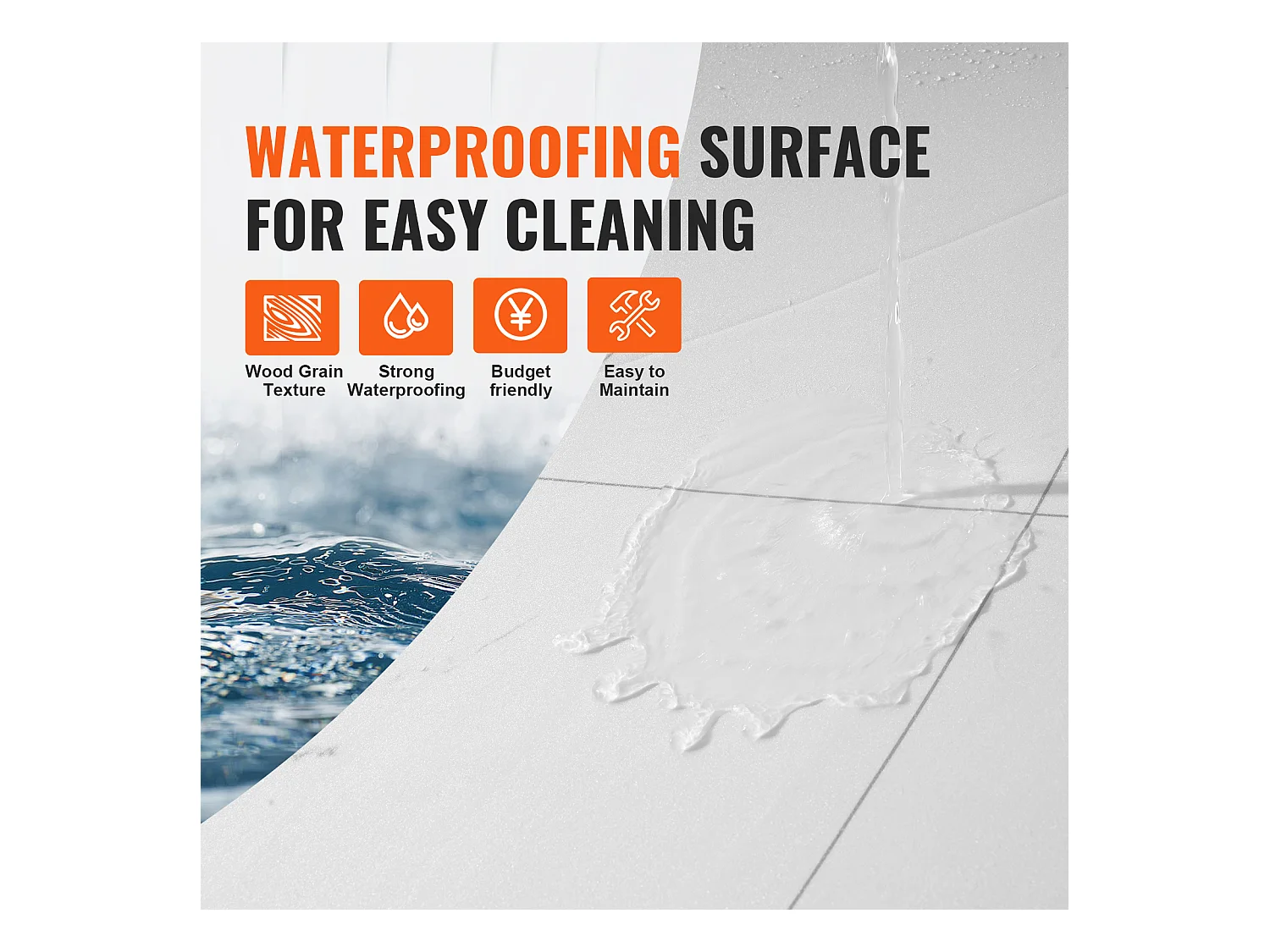 Revêtement de Sol SucceBuy en Vinyle Auto-adhésifs 82.55cm 1.5mm d'Épaisseur, à Décoller, Texture en Marbre Blanc pour la Décoration Intérieure