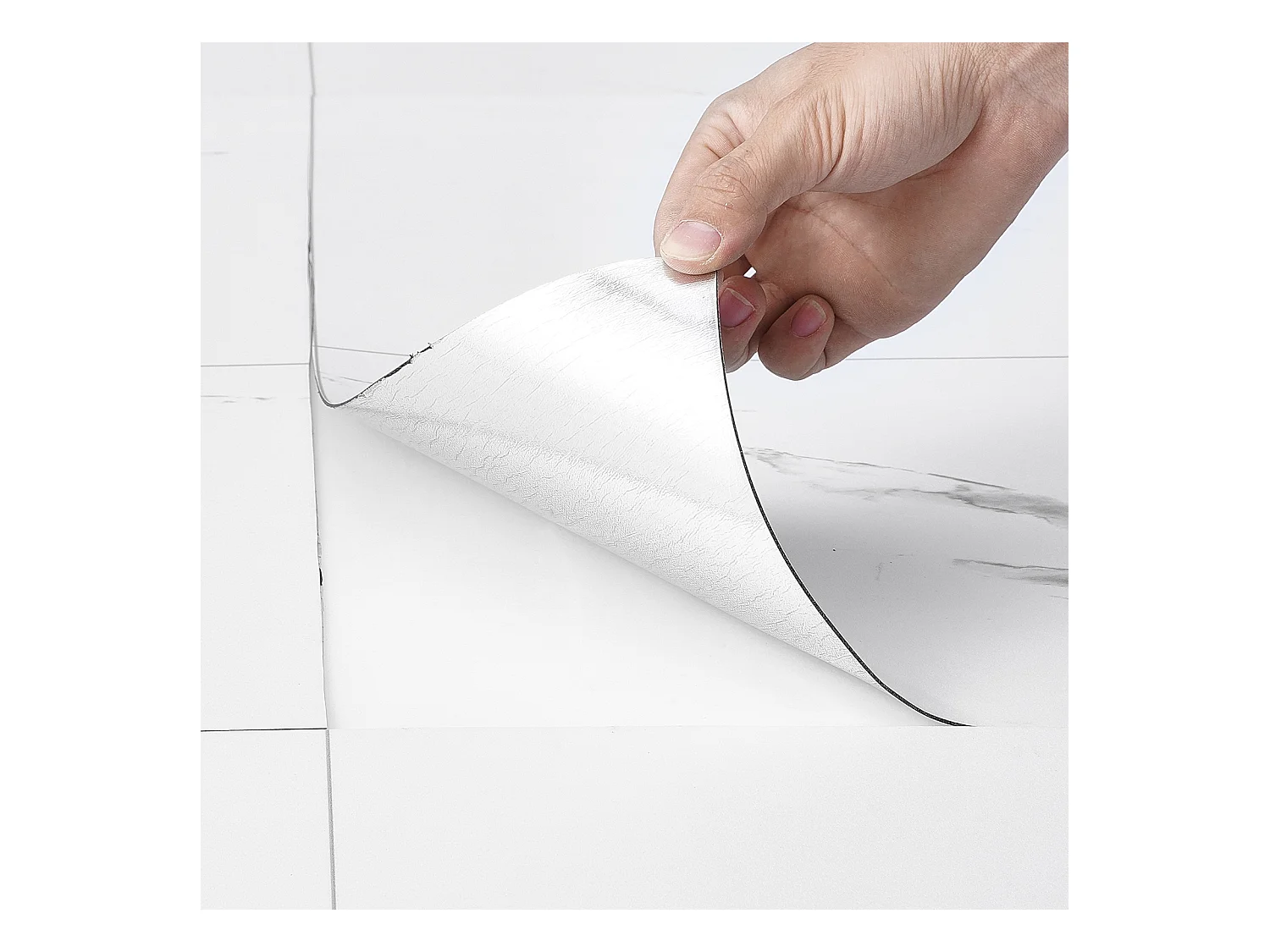 Revêtement de Sol SucceBuy en Vinyle Auto-adhésifs 82.55cm 1.5mm d'Épaisseur, à Décoller, Texture en Marbre Blanc pour la Décoration Intérieure