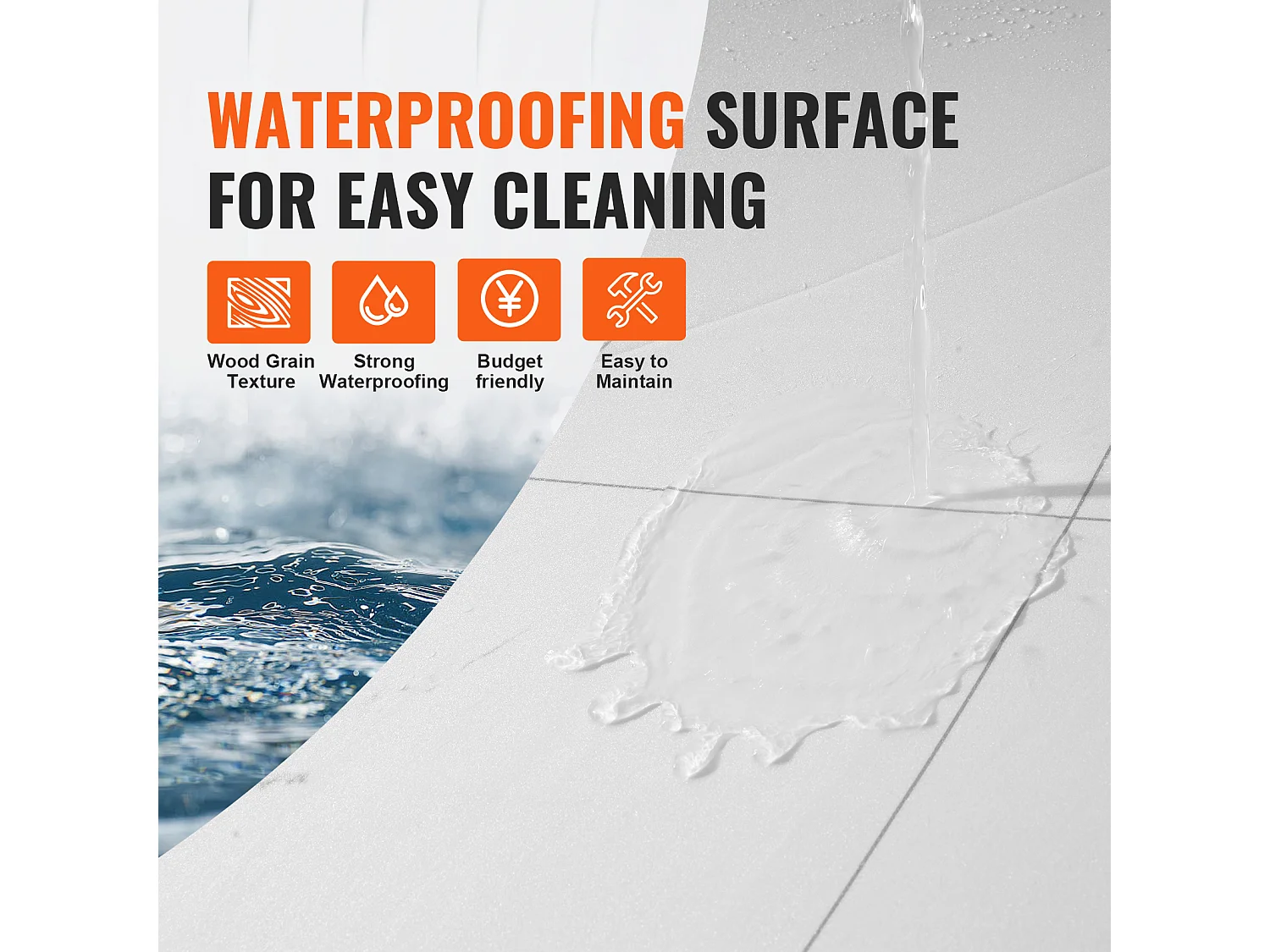 Revêtement de Sol SucceBuy en Vinyle Auto-adhésifs 82.55cm 1.5mm d'Épaisseur, à Décoller, Texture en Marbre Blanc pour la Décoration Intérieure