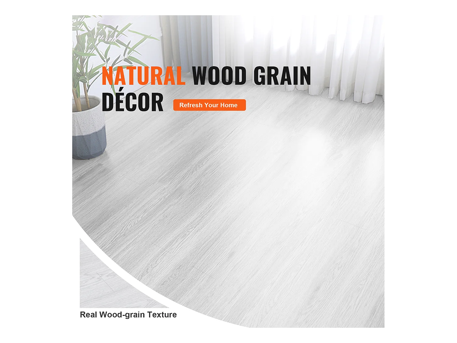 Revêtement de Sol SucceBuy en Vinyle Autocollants 82.55cm, Épaisseur 1.5mm, Grain de Bois Gris Clair, à Coller et Décoller, pour Salle à Manger