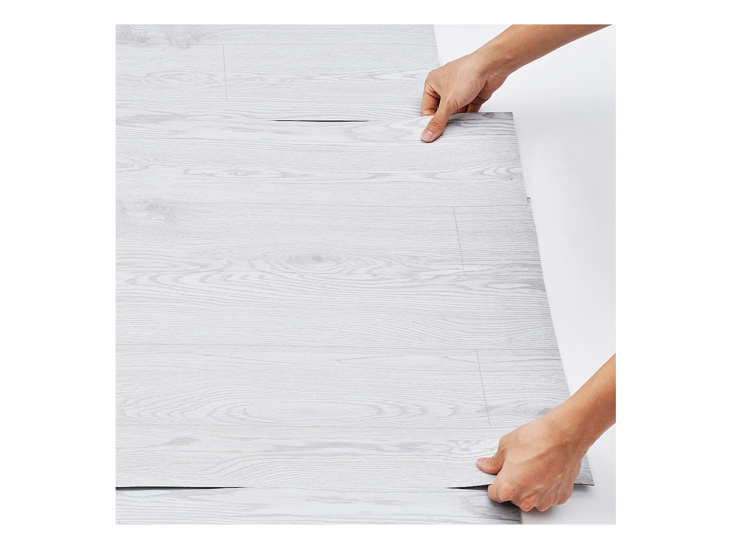 Revêtement de Sol SucceBuy en Vinyle Autocollants 82.55cm, Épaisseur 1.5mm, Grain de Bois Gris Clair, à Coller et Décoller, pour Salle à Manger