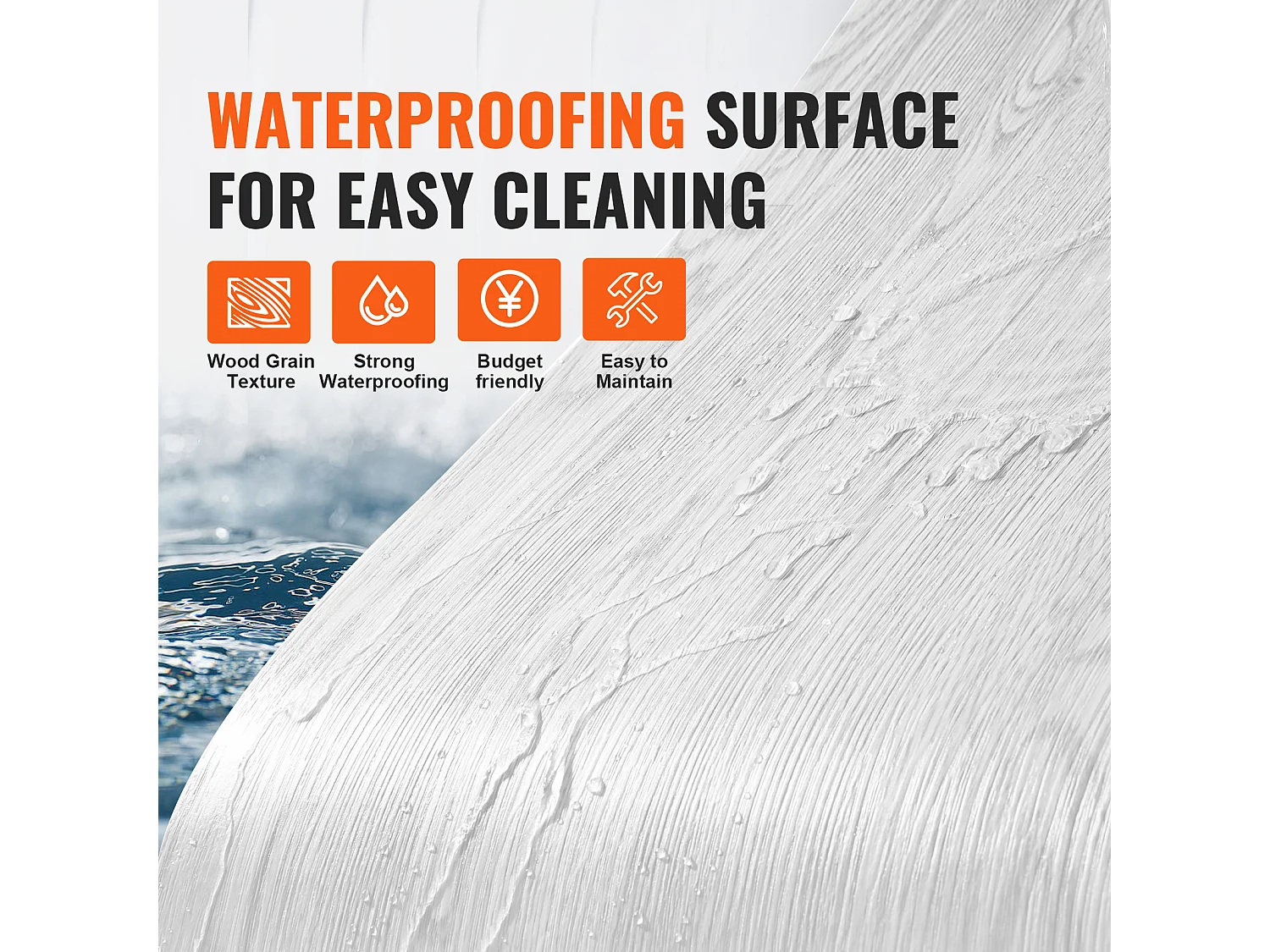 Revêtement de Sol SucceBuy en Vinyle Autocollants 82.55cm, Épaisseur 1.5mm, Grain de Bois Gris Clair, à Coller et Décoller, pour Salle à Manger