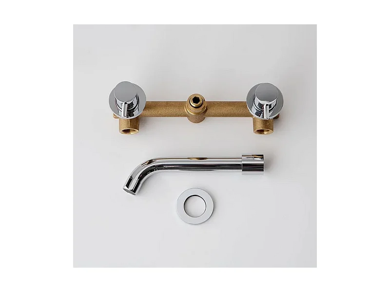 Mitigeur de lavabo mural en laiton chromé « Ismara »