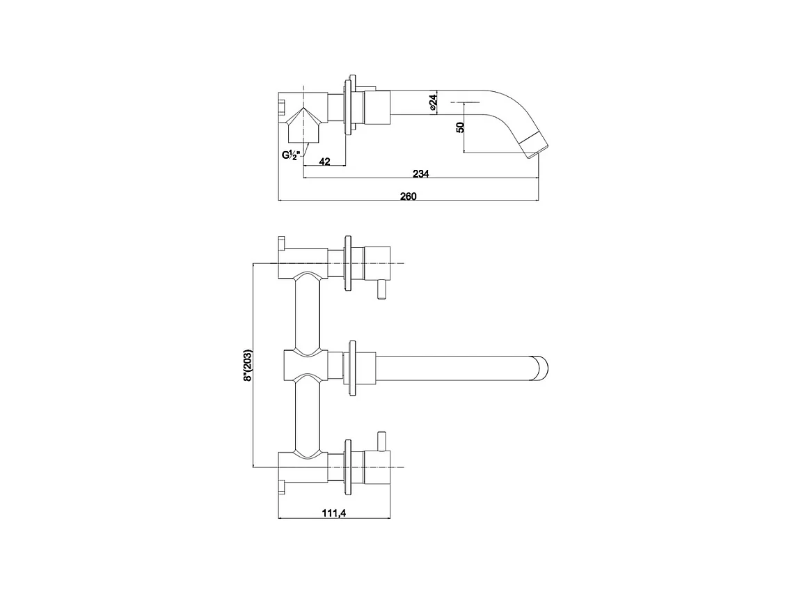 Mitigeur de lavabo mural en laiton chromé « Ismara »