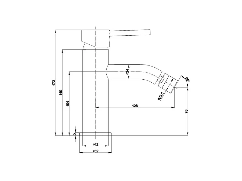 Mitigeur de bidet à poser en laiton chromé « Quint »
