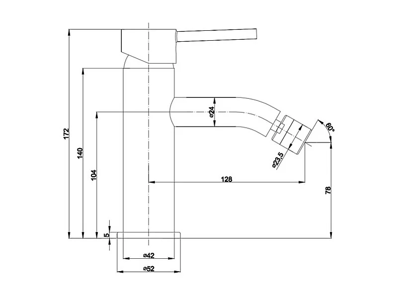 Mitigeur de bidet à poser en laiton chromé « Quint »
