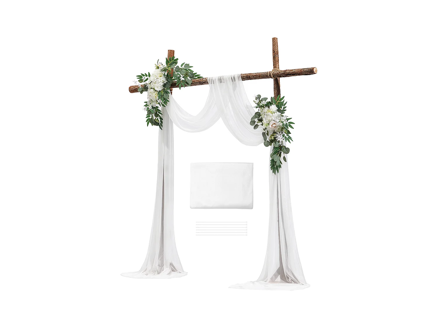 Arche de Mariage SucceBuy Kit de Fleurs Artificielles pour Arche de Mariage, Blanc, 2 Fleurs et 1 Rideau