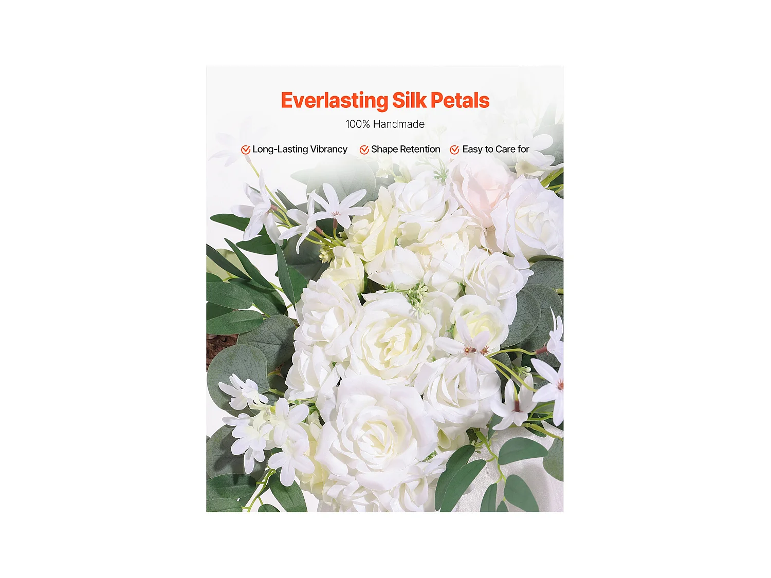 Arche de Mariage SucceBuy Kit de Fleurs Artificielles pour Arche de Mariage, Blanc, 2 Fleurs et 1 Rideau