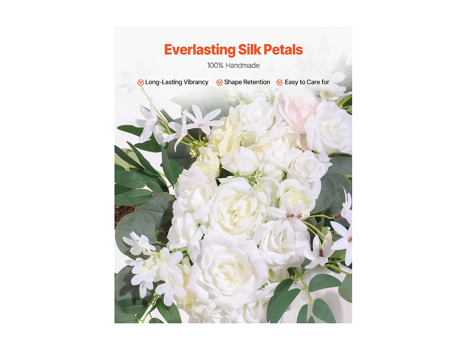 Arche de Mariage SucceBuy Kit de Fleurs Artificielles pour Arche de Mariage, Blanc, 2 Fleurs et 1 Rideau