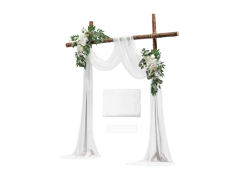 Arche de Mariage SucceBuy Kit de Fleurs Artificielles pour Arche de Mariage, Blanc, 2 Fleurs et 1 Rideau