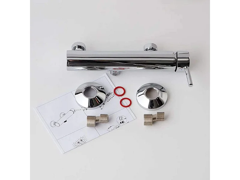 Miscelatore esterno per doccia "Drevon" in ottone cromato da parete