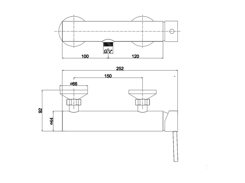 Miscelatore esterno per doccia "Drevon" in ottone cromato da parete