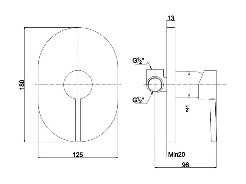 Inbouw douchemengkraan "Kevar" in zwart messing met matte afwerking