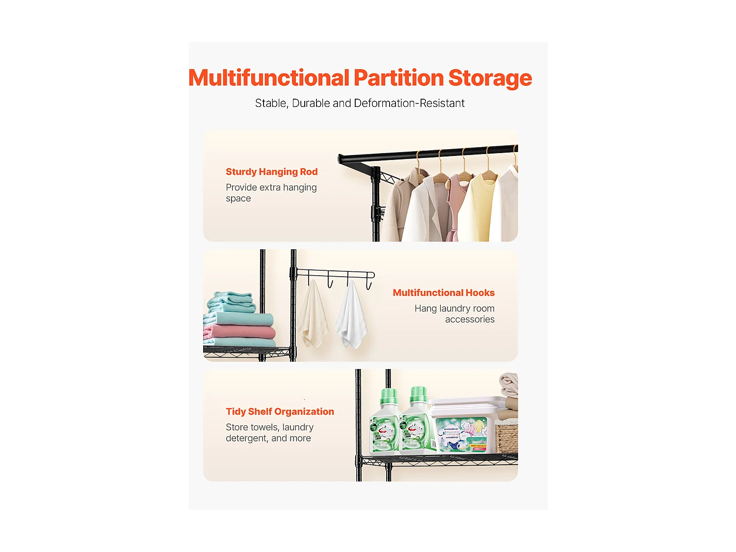 Étagère pour Lave-Linge SucceBuy Étagère de Rangement pour Laveuse et Sécheuse, Une Rangée, Étagère à 3 Niveaux, Noire