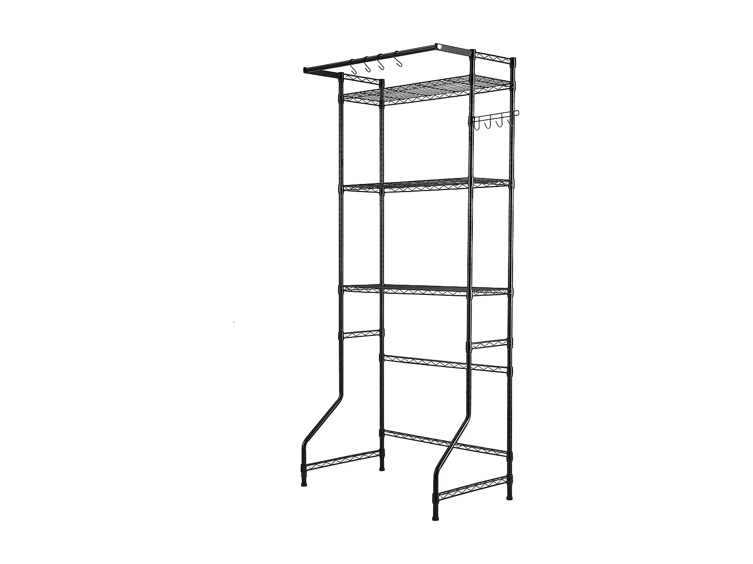 Étagère pour Lave-Linge SucceBuy Étagère de Rangement pour Laveuse et Sécheuse, Une Rangée, Étagère à 3 Niveaux, Noire