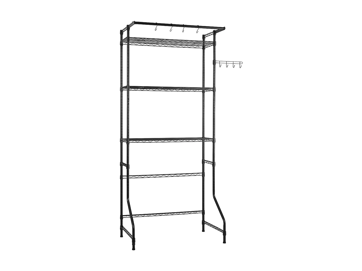 Étagère pour Lave-Linge SucceBuy Étagère de Rangement pour Laveuse et Sécheuse, Une Rangée, Étagère à 3 Niveaux, Noire