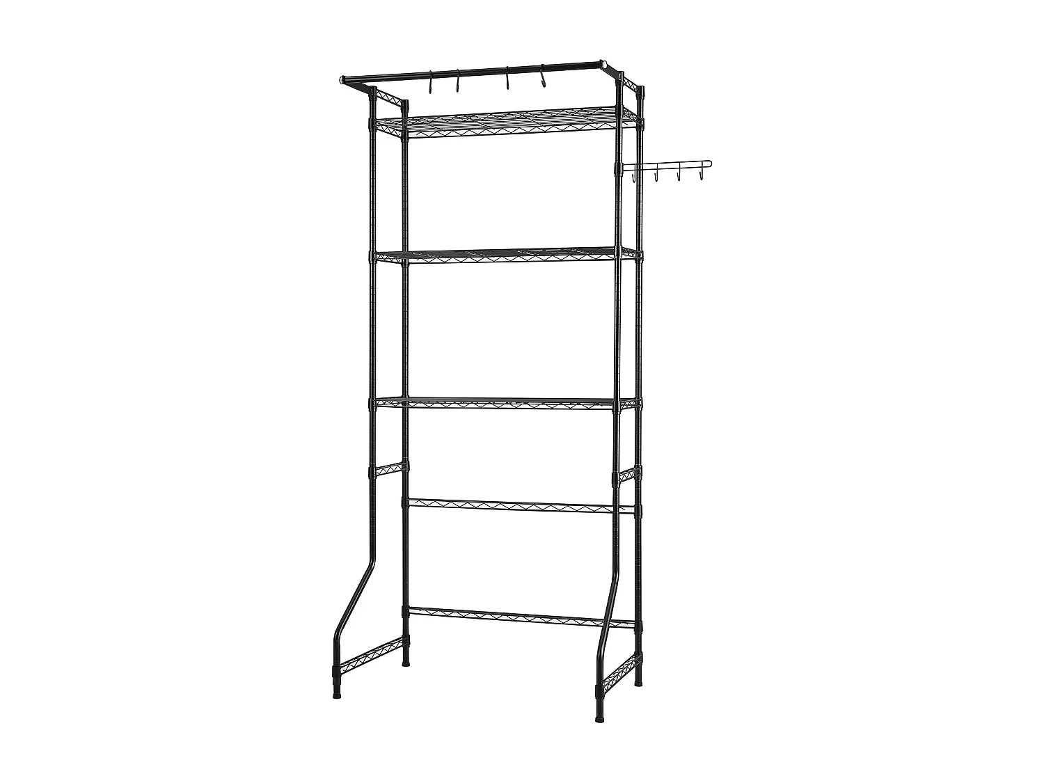 Étagère pour Lave-Linge SucceBuy Étagère de Rangement pour Laveuse et Sécheuse, Une Rangée, Étagère à 3 Niveaux, Noire