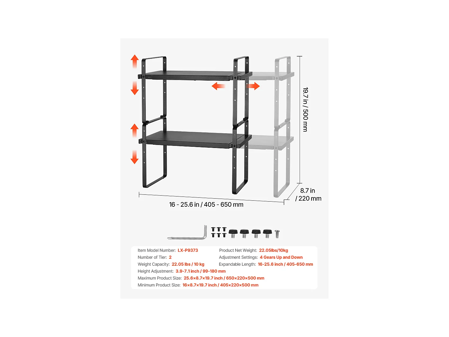 Étagère à Épices SucceBuy 2-Tier en Acier Cabinet Organisateur Étagère pour Le Stockage et L'Organisation des Épices