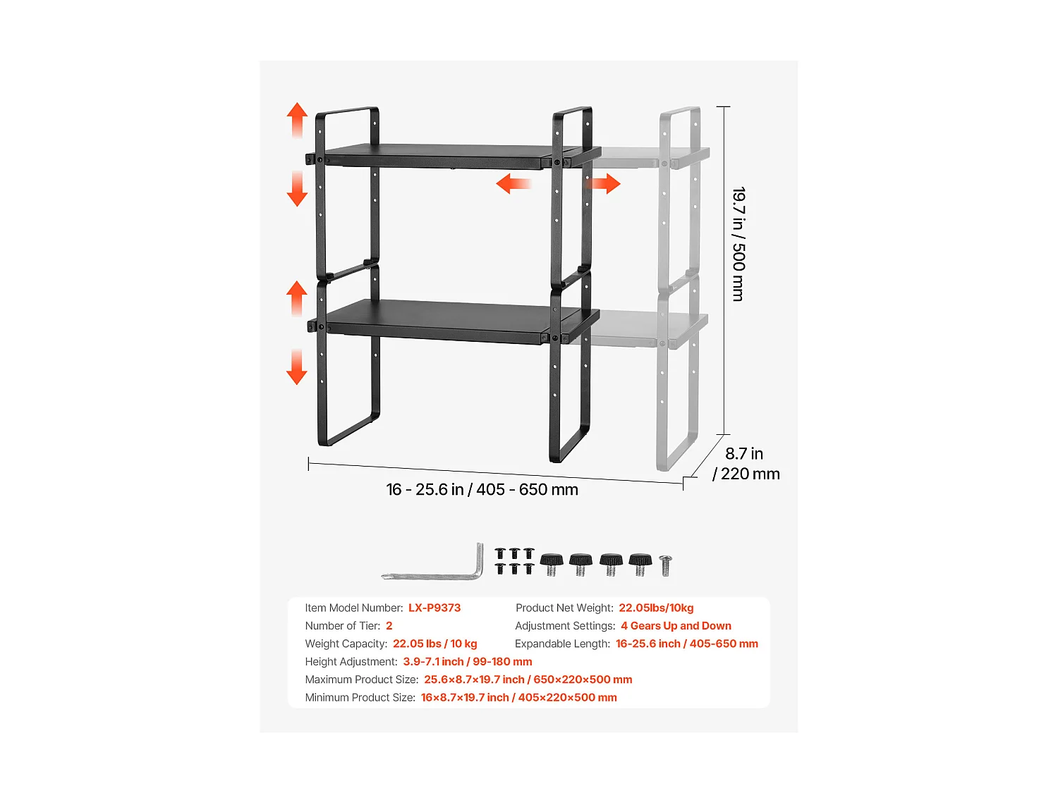 Porta Spezie SucceBuy Ripiano Organizzatore in Acciaio a 2 Ripiani per Armadi e Mobili per Conservare e Organizzare le Spezie