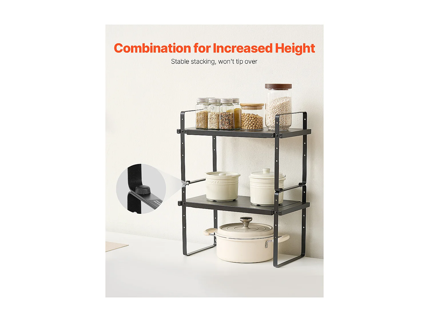 Porta Spezie SucceBuy Ripiano Organizzatore in Acciaio a 2 Ripiani per Armadi e Mobili per Conservare e Organizzare le Spezie