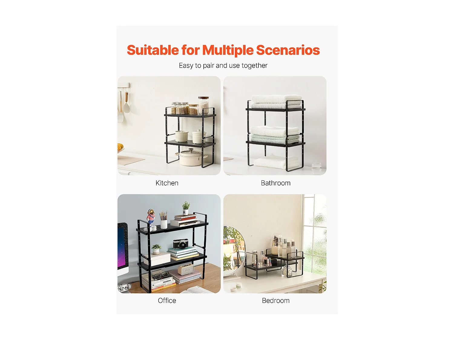 Porta Spezie SucceBuy Ripiano Organizzatore in Acciaio a 2 Ripiani per Armadi e Mobili per Conservare e Organizzare le Spezie