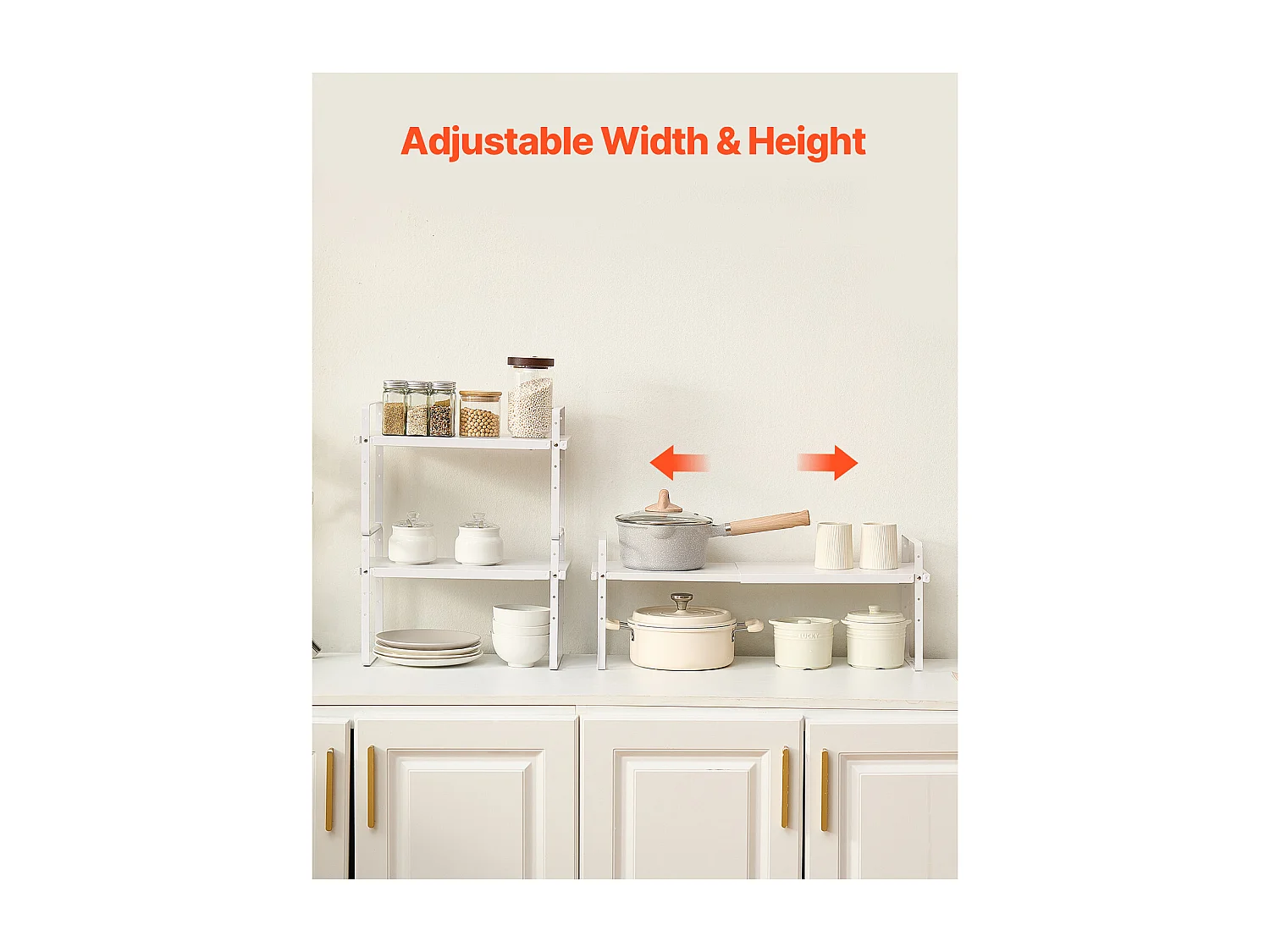 Étagère à Épices SucceBuy Étagère à Épices à 2 Niveaux Ajustable de 99 à 180 mm, Couleur Blanche