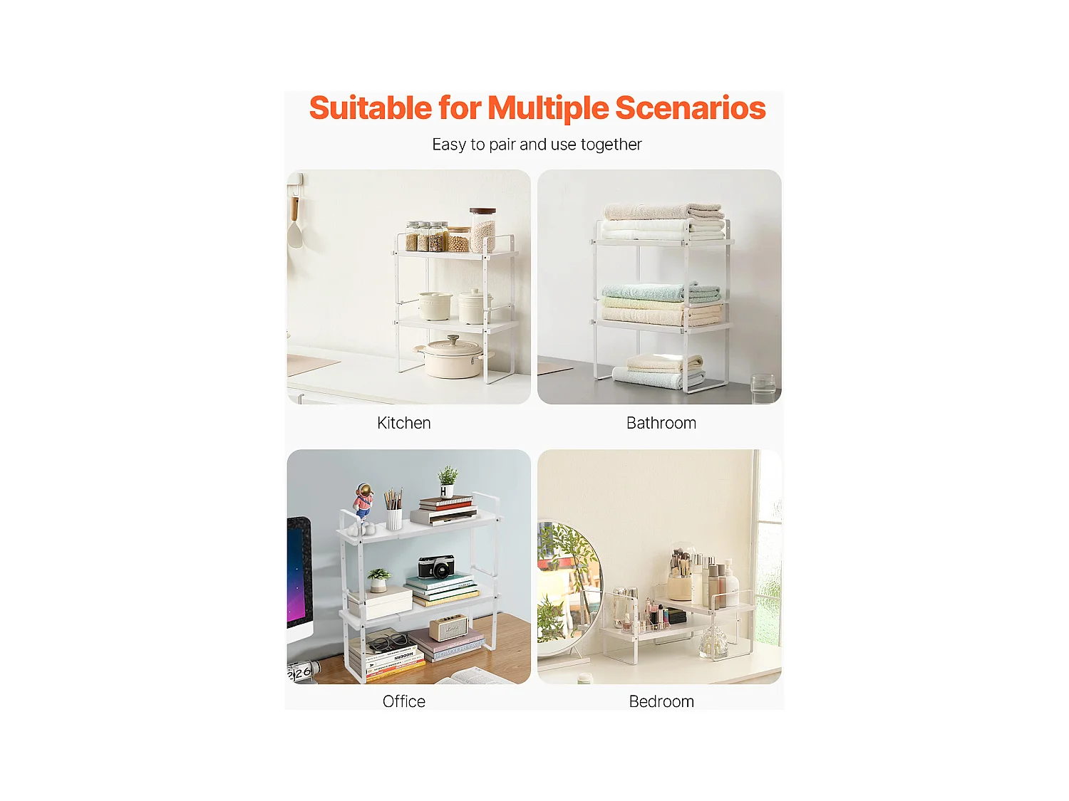 Étagère à Épices SucceBuy Étagère à Épices à 2 Niveaux Ajustable de 99 à 180 mm, Couleur Blanche