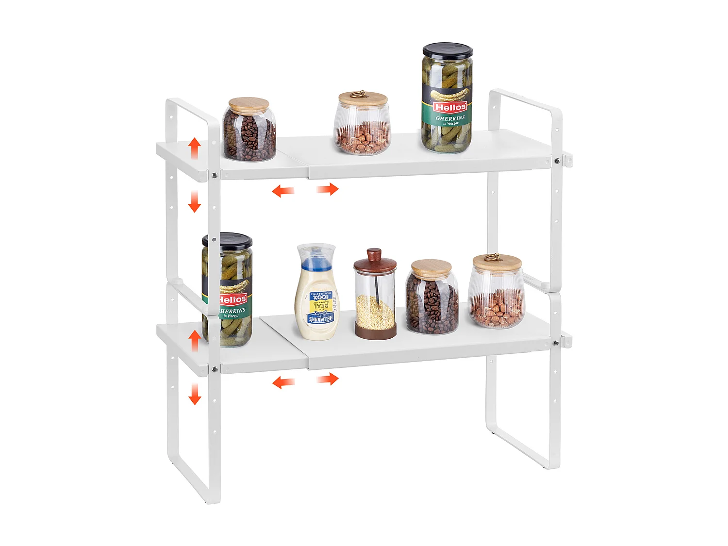 Étagère à Épices SucceBuy Étagère à Épices à 2 Niveaux Ajustable de 99 à 180 mm, Couleur Blanche