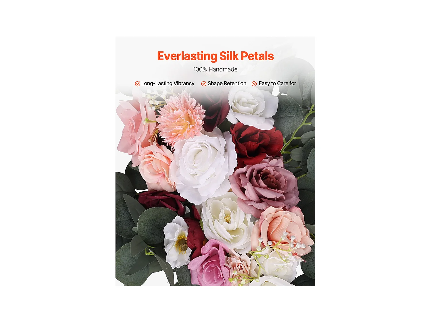 Arche de Mariage SucceBuy Kit de Fleurs Artificielles pour Arche de Mariage - Rose, 2 Fleurs et 2 Rideaux