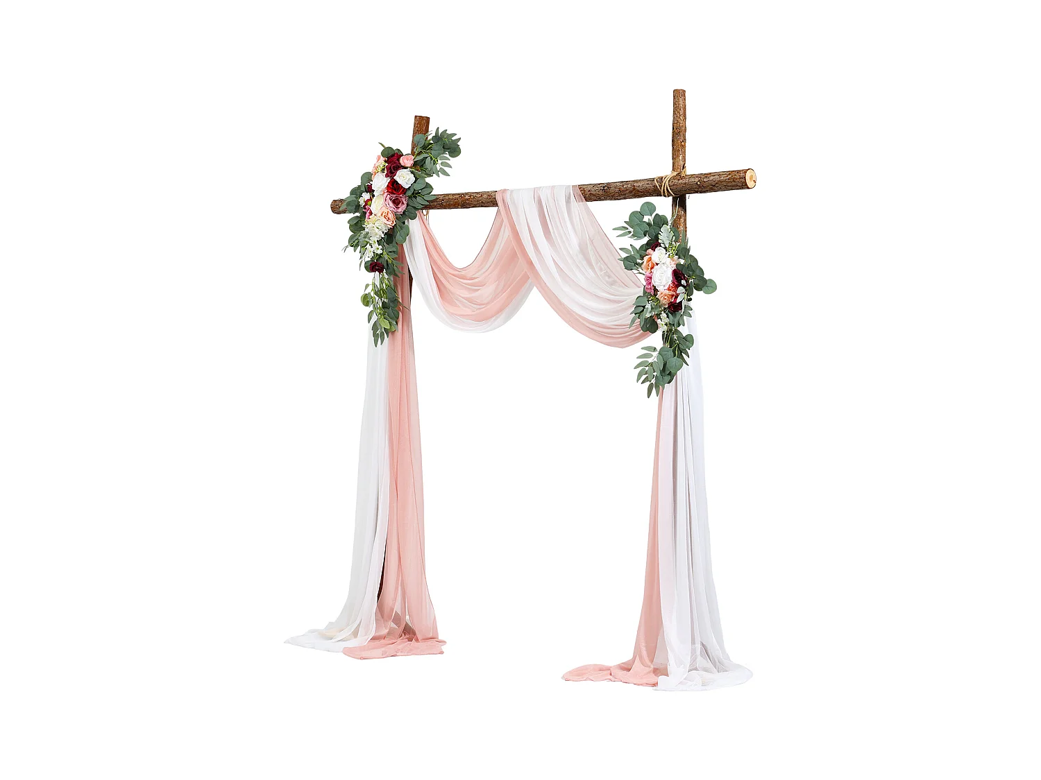 Arche de Mariage SucceBuy Kit de Fleurs Artificielles pour Arche de Mariage - Rose, 2 Fleurs et 2 Rideaux