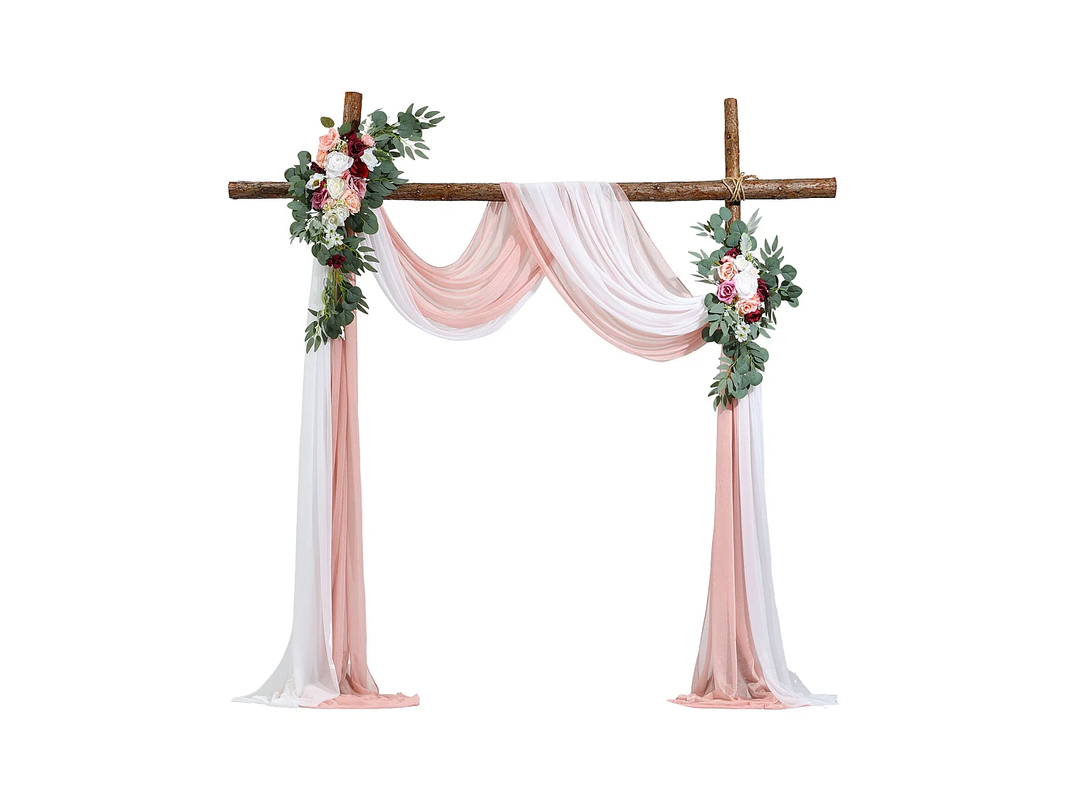 Arche de Mariage SucceBuy Kit de Fleurs Artificielles pour Arche de Mariage - Rose, 2 Fleurs et 2 Rideaux