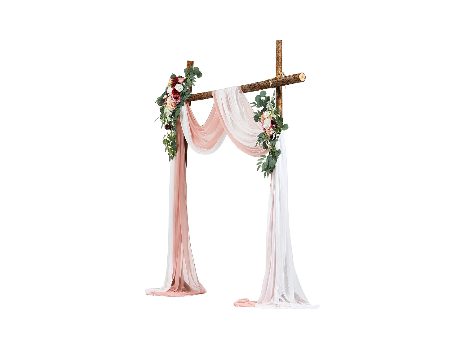 Arche de Mariage SucceBuy Kit de Fleurs Artificielles pour Arche de Mariage - Rose, 2 Fleurs et 2 Rideaux