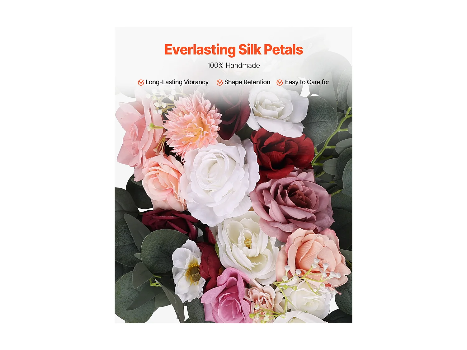 Arche de Mariage SucceBuy Kit de Fleurs Artificielles pour Arche de Mariage - Rose, 2 Fleurs et 2 Rideaux