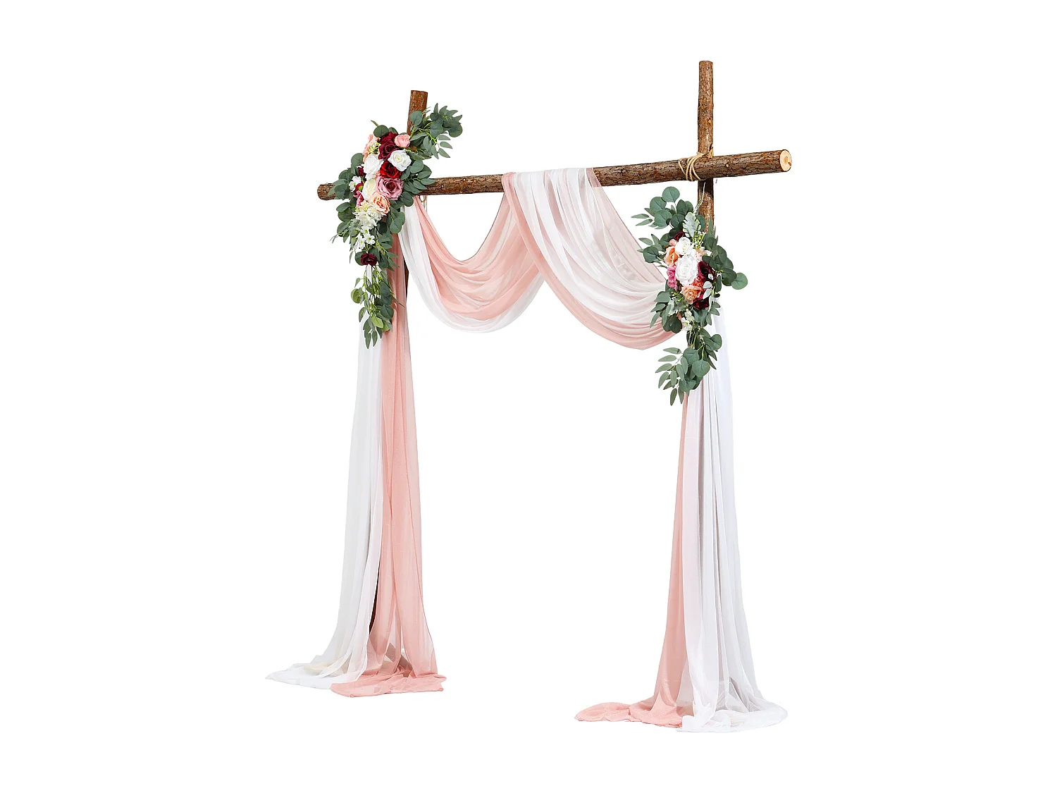 Arche de Mariage SucceBuy Kit de Fleurs Artificielles pour Arche de Mariage - Rose, 2 Fleurs et 2 Rideaux
