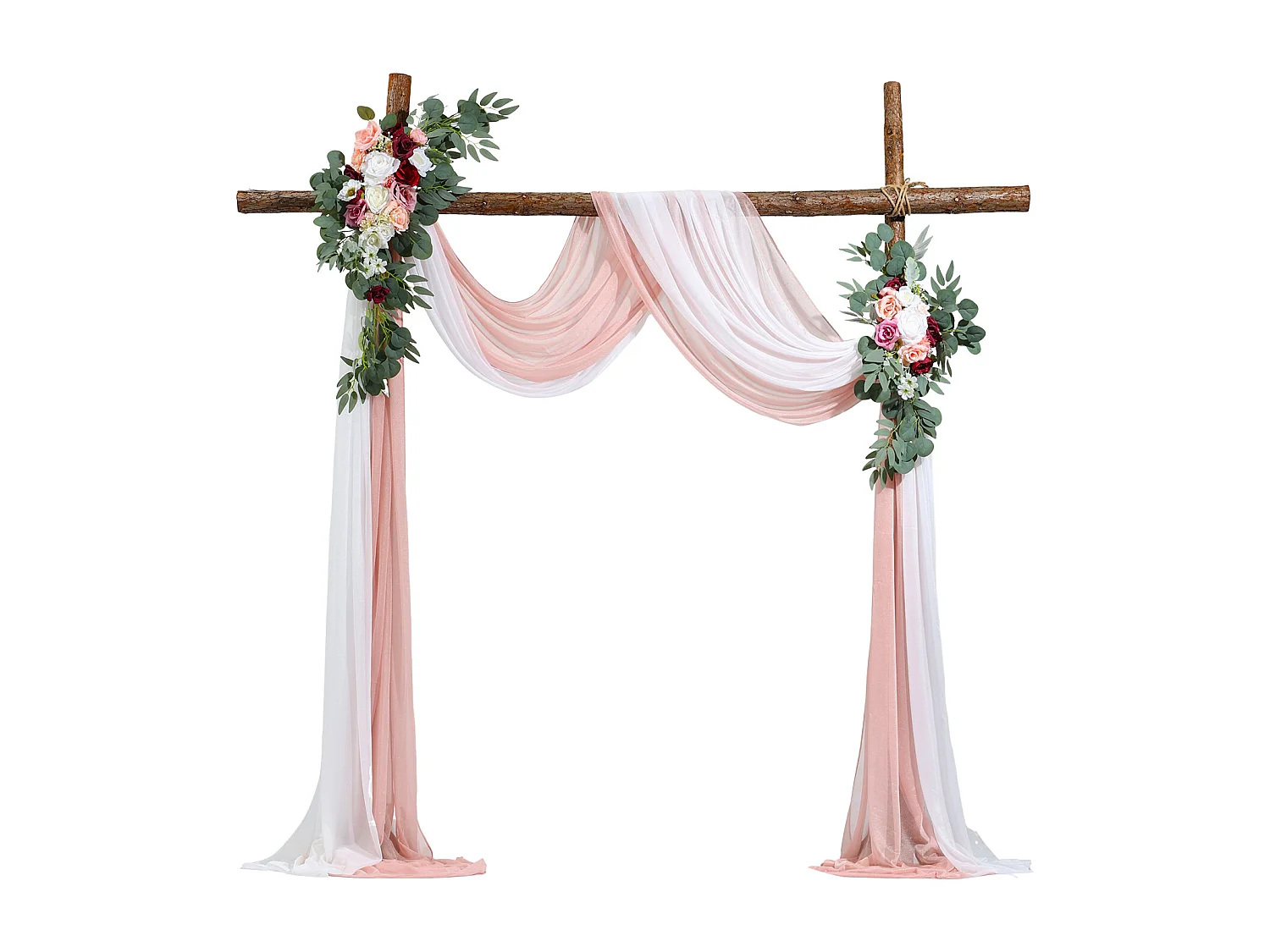 Arche de Mariage SucceBuy Kit de Fleurs Artificielles pour Arche de Mariage - Rose, 2 Fleurs et 2 Rideaux