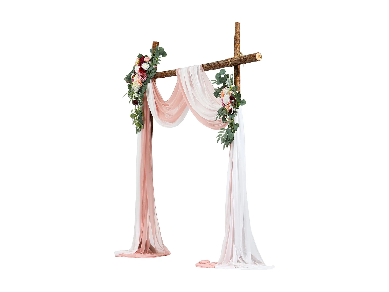 Arche de Mariage SucceBuy Kit de Fleurs Artificielles pour Arche de Mariage - Rose, 2 Fleurs et 2 Rideaux