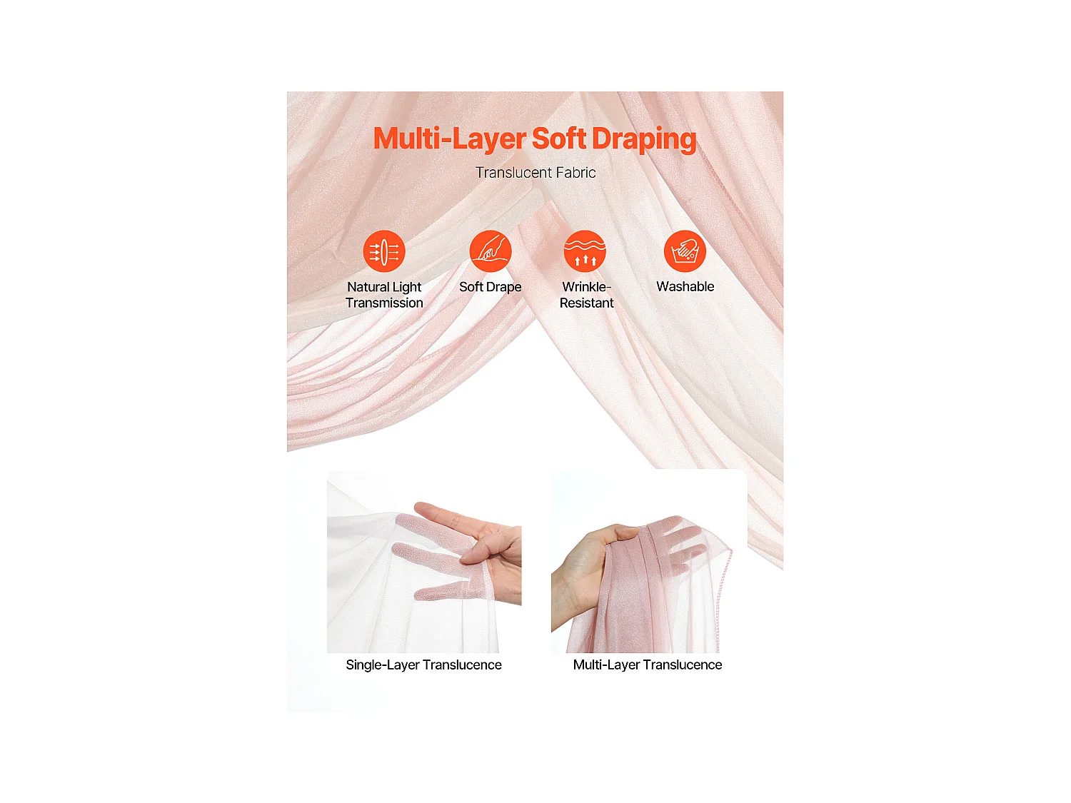 Arche de Mariage SucceBuy Kit de Fleurs Artificielles pour Arche de Mariage - Rose, 2 Fleurs et 3 Rideaux