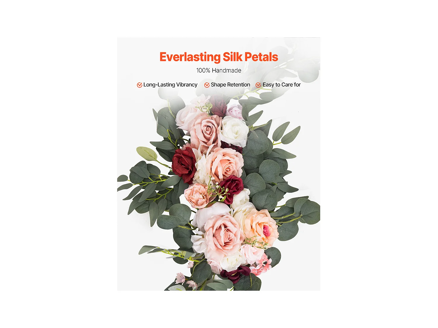 Arche de Mariage SucceBuy Kit de Fleurs Artificielles pour Arche de Mariage - Rose, 2 Fleurs et 3 Rideaux