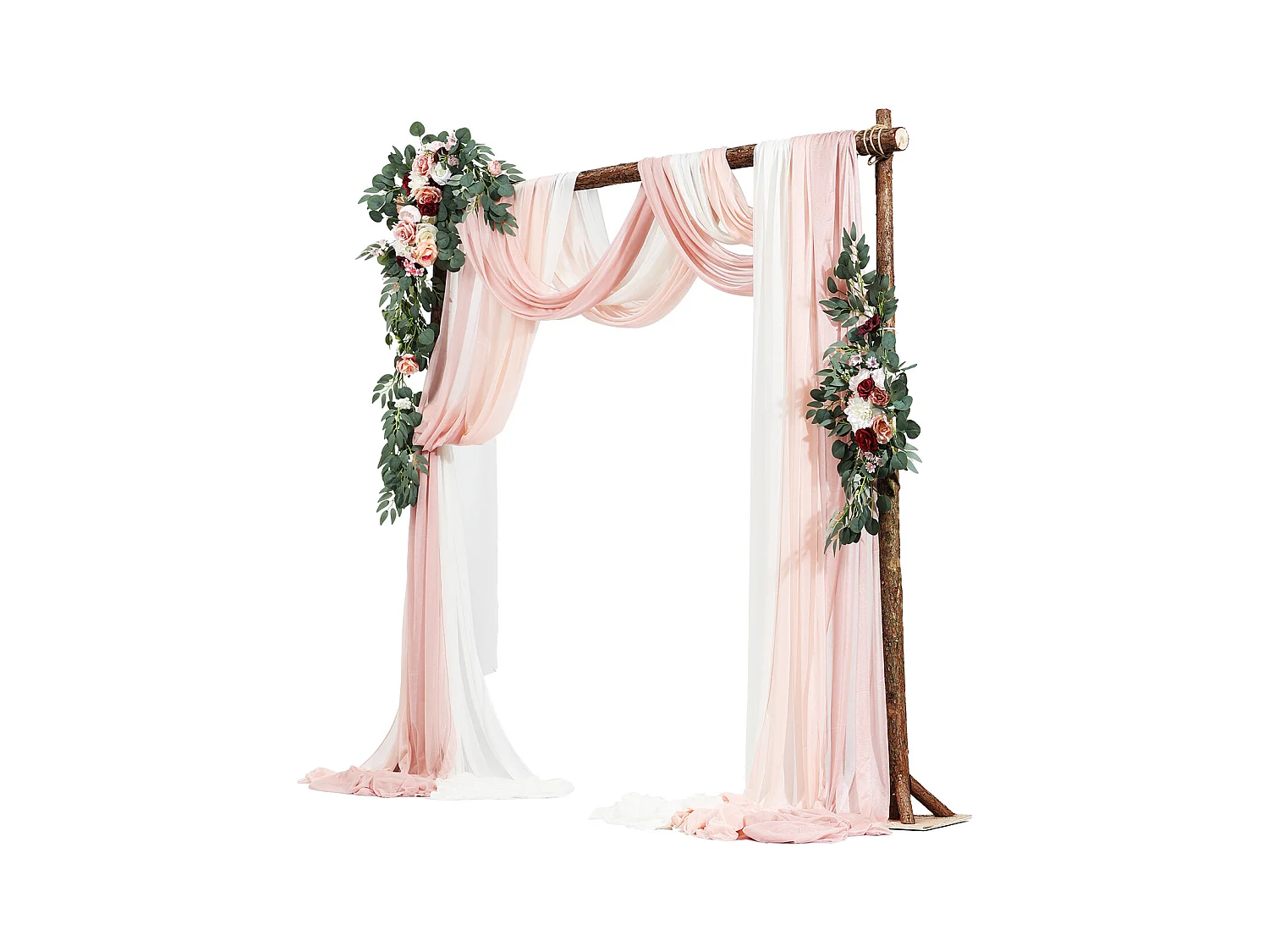 Arche de Mariage SucceBuy Kit de Fleurs Artificielles pour Arche de Mariage - Rose, 2 Fleurs et 3 Rideaux