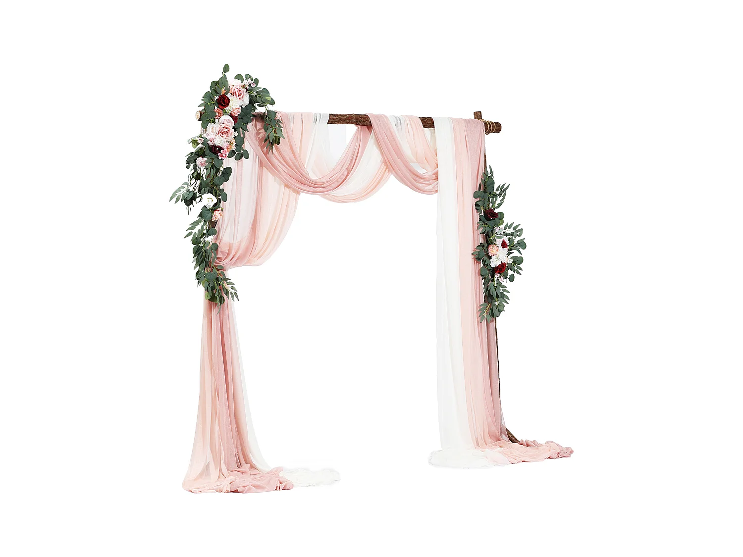 Arche de Mariage SucceBuy Kit de Fleurs Artificielles pour Arche de Mariage - Rose, 2 Fleurs et 3 Rideaux