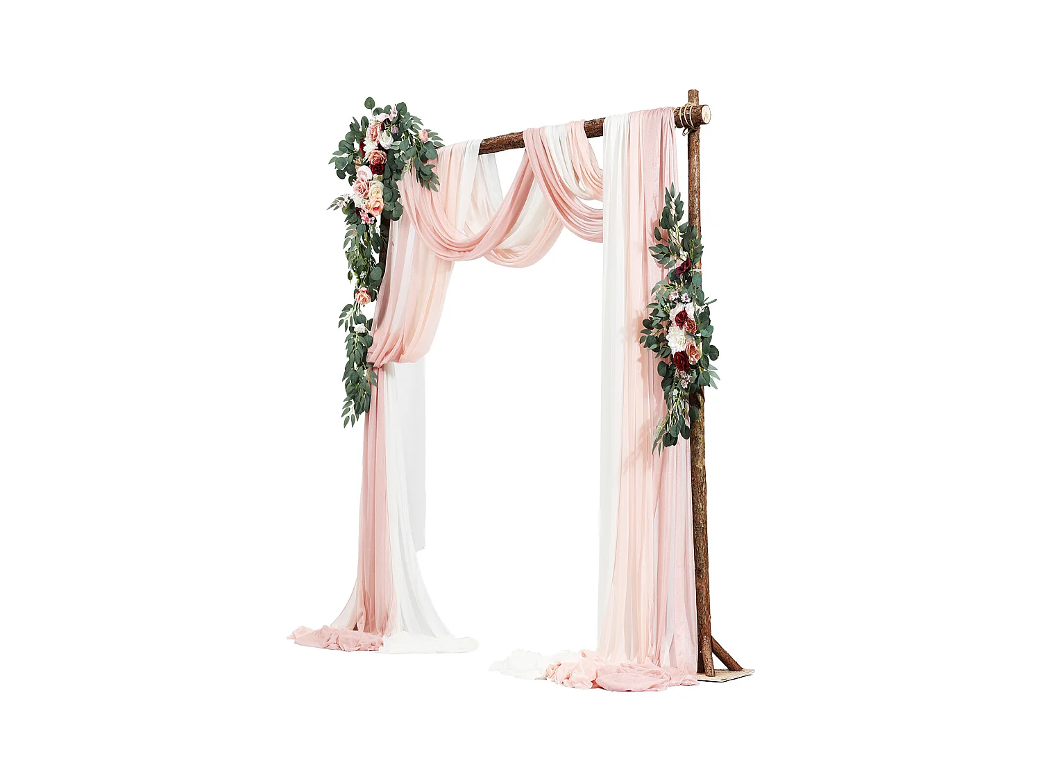Arche de Mariage SucceBuy Kit de Fleurs Artificielles pour Arche de Mariage - Rose, 2 Fleurs et 3 Rideaux
