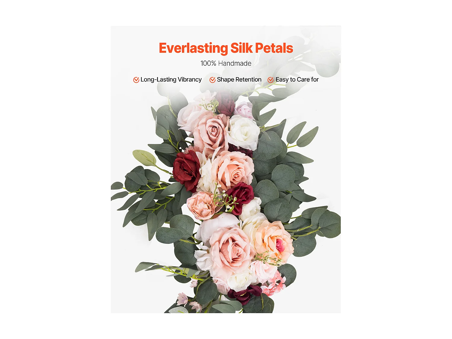 Arche de Mariage SucceBuy Kit de Fleurs Artificielles pour Arche de Mariage - Rose, 2 Fleurs et 3 Rideaux