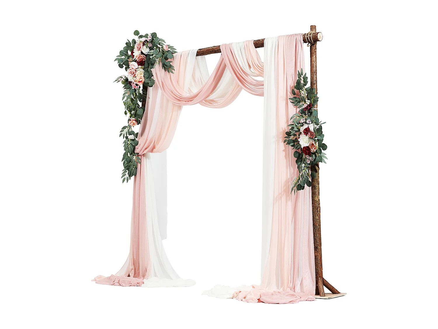 Arche de Mariage SucceBuy Kit de Fleurs Artificielles pour Arche de Mariage - Rose, 2 Fleurs et 3 Rideaux