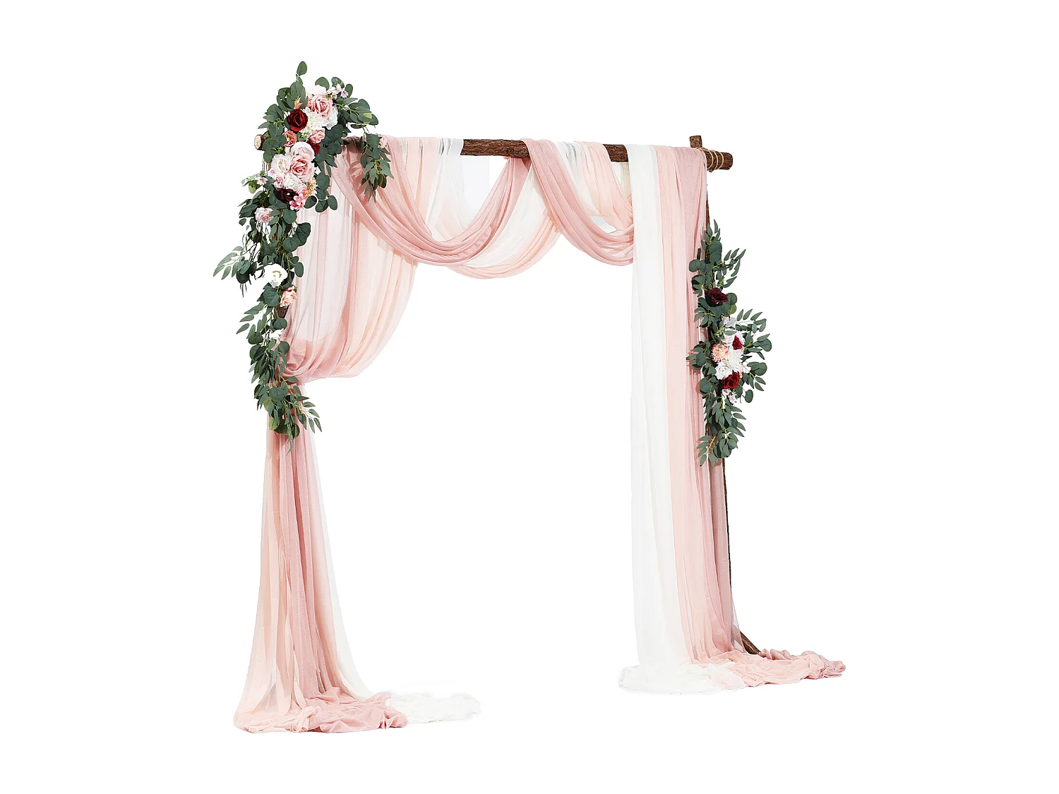Arche de Mariage SucceBuy Kit de Fleurs Artificielles pour Arche de Mariage - Rose, 2 Fleurs et 3 Rideaux