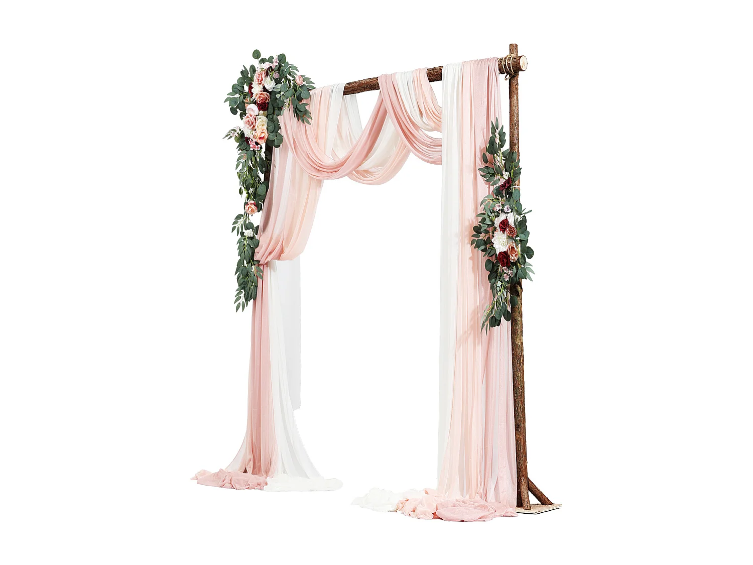 Arche de Mariage SucceBuy Kit de Fleurs Artificielles pour Arche de Mariage - Rose, 2 Fleurs et 3 Rideaux