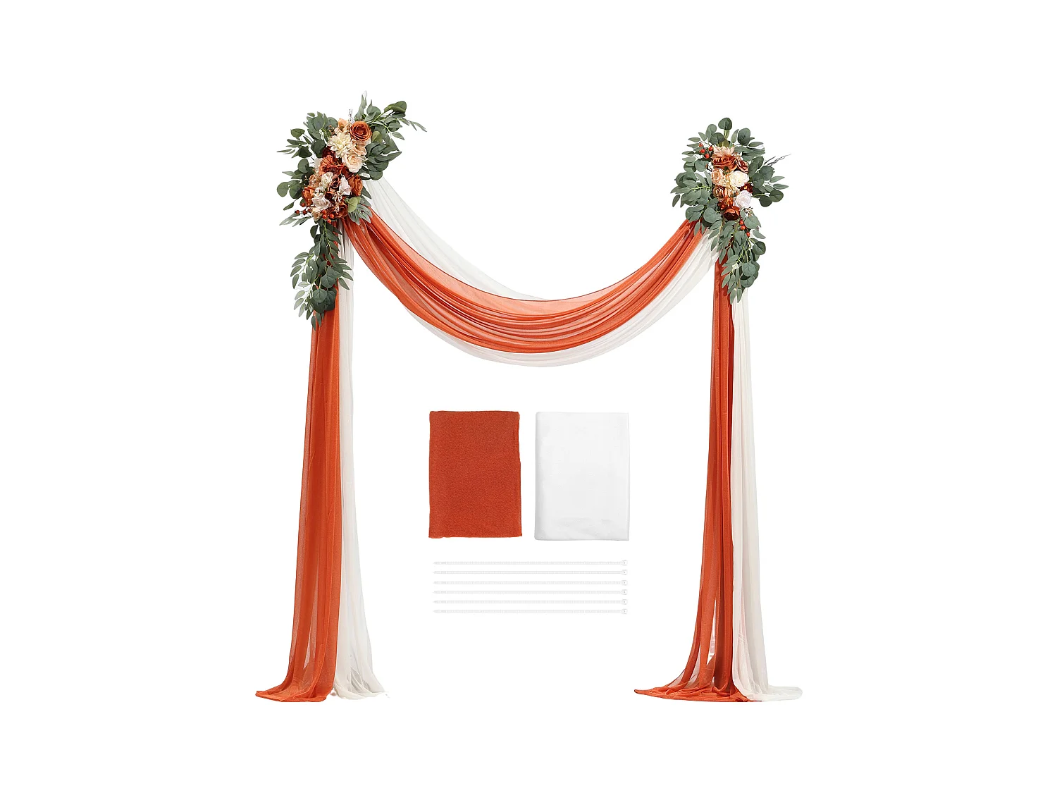 Arche de Mariage SucceBuy Kit de Fleurs Artificielles pour Arche de Mariage Orange, 2 Fleurs et 2 Rideaux